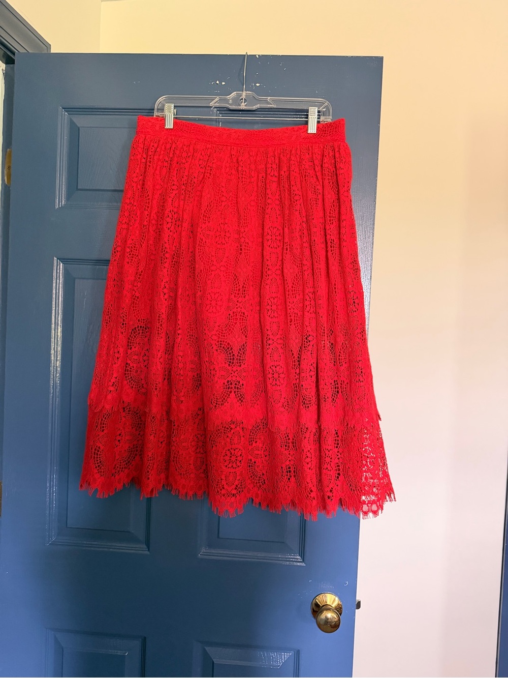La Femme En Noir Southern Gothic Crimson red lace skirt XL